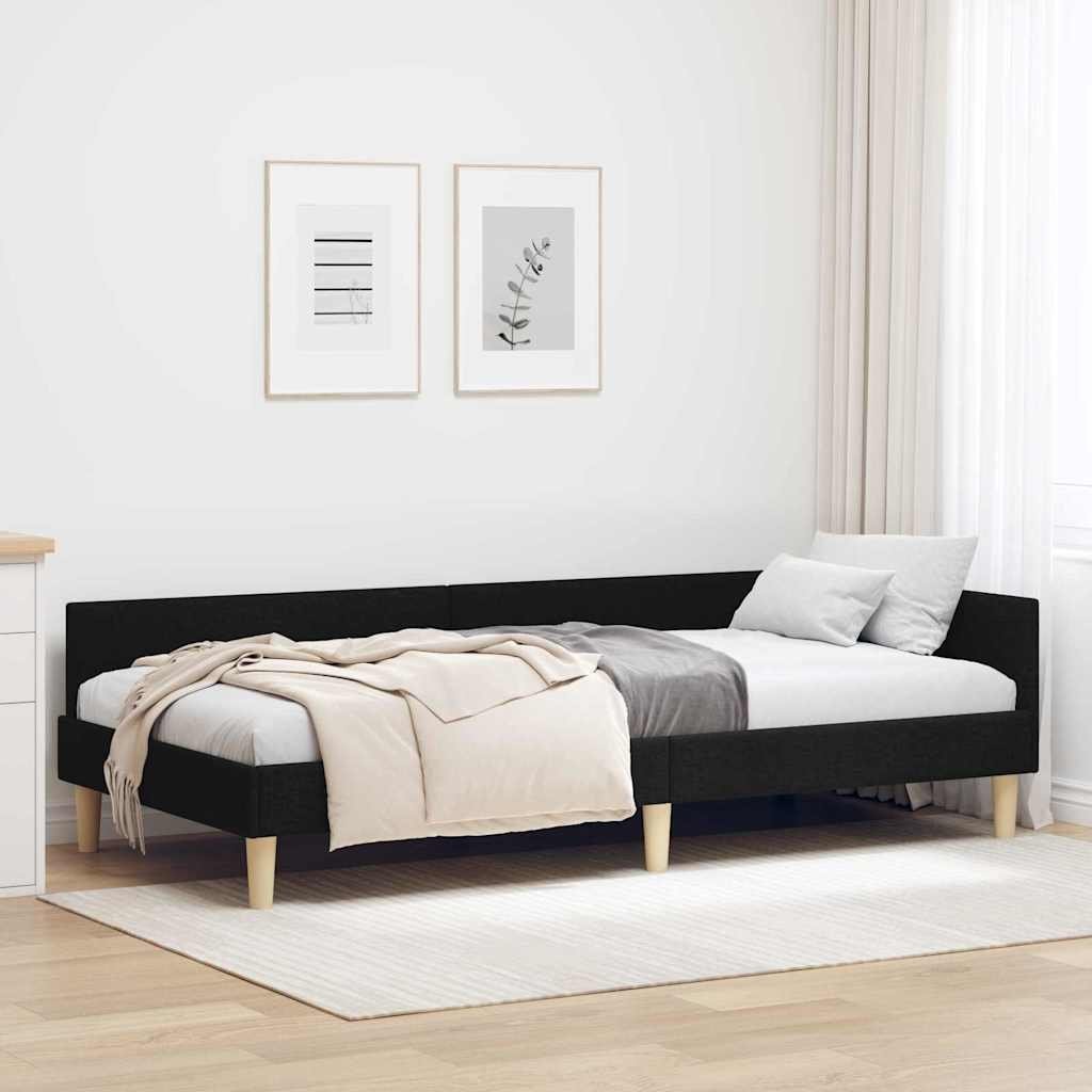 vidaXL vidaXL Rama łóżka narożnego Czarny 90 x 200 cm tkanina