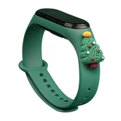 Akcesoria do smartwatchy - Strap Xmas opaska do Xiaomi Mi Band 4 / Mi Band 3 świąteczny silikonowy pasek bransoletka ciemnozielony (choinka 2) - miniaturka - grafika 1
