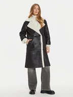 Płaszcze damskie - ViCOLO Kożuch TS0042 Czarny Regular Fit - miniaturka - grafika 1