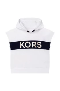 Bluzy damskie - Michael Kors bluza bawełniana dziecięca kolor biały z kapturem z nadrukiem - grafika 1