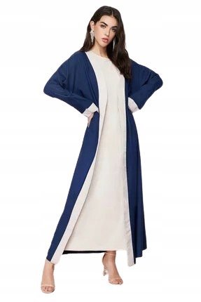 TRENDYOL GRANATOWA DŁUGA NARZUTKA BEZ ZAPIĘCIA DŁUGA 46 5AA