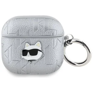 Etui na słuchawki KARL LAGERFELD Monogram Choupette Head do Apple Airpods 4 Srebrny - Akcesoria do słuchawek - miniaturka - grafika 1