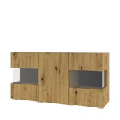 Kredensy - Kredens Stojący / Wiszący TYP-25 Ava Helvetia Wieruszów Biały Mat / Dąb Wotan - miniaturka - grafika 1