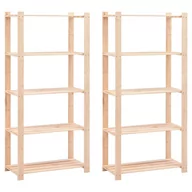 Szafy i regały magazynowe - Regały z 5 półkami, 2 szt., 80x38x170 cm, sosna FSC, 250 kg - miniaturka - grafika 1