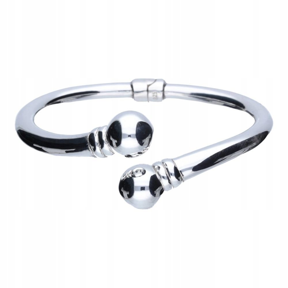 Bransoleta srebrna próby 925 typu bangle waga 12.92g kulki na prezent