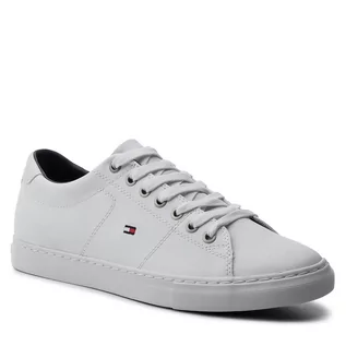 Sneakersy damskie - TOMMY HILFIGER Sneakersy Essential Leather Sneaker FM0FM02157 White 100 - grafika 1