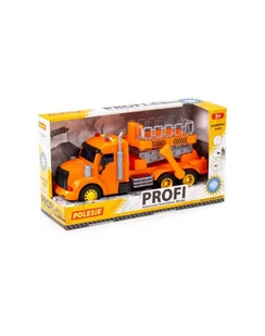 Polesie 89779 '';Profi''; samochód z podnośnikiem inercyjny, pomarańczowy, ze światlem i dźwiekiem w pudelku - Samochody i pojazdy dla dzieci - miniaturka - grafika 1