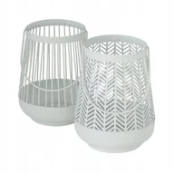 Świeczniki - Świecznik Metalowy Biały Ozdobny Vilde 16 Cm - miniaturka - grafika 1