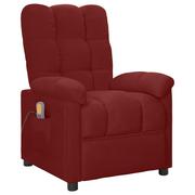 Fotele - vidaXL Rozkładany fotel masujący, czerwień winna, tapicerowany tkaniną - miniaturka - grafika 1
