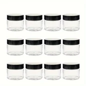 Pozostałe akcesoria kosmetyczne - TEMU 12 szt. 50ml Plastikowe Słoiczki Kosmetyczne z Czarnymi Zakrętkami - Idealne do Podróży i Domowego Użytku, Doskonałe do Kremów do Twarzy i - miniaturka - grafika 1