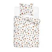 Pościel dla dzieci - Detexpol Pościel bawełniana dziecięca 160x200 5726A biała w piłki sportowe KidsDreams - miniaturka - grafika 1