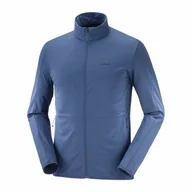 Bluzy sportowe męskie - Bluza Salomon Outrack Full Zip Mid Dark Denim - miniaturka - grafika 1