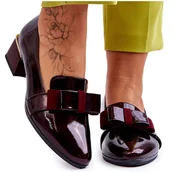 Czółenka - Vinceza Modne Lakierowane Czółenka Z Ozdobną Kokardą Bordowe Shira czerwone - miniaturka - grafika 1