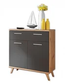 Szafki na buty - Komoda do przedpokoju, Pavo, 76x37x84 cm, dąb artisan, szary grafit, mat - miniaturka - grafika 1