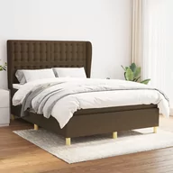 Łóżka - Łóżko kontynentalne z materacem, brązowe, tkanina, 140x190 cm Lumarko - miniaturka - grafika 1