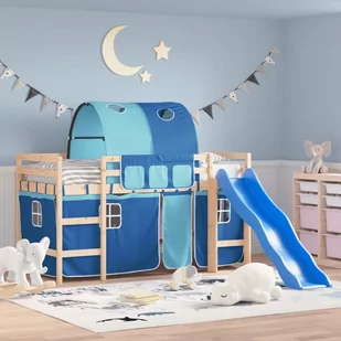 ﻿vidaXL Dziecięce łóżko na antresoli, z tunelem, niebieskie, 90x200 cm - Łóżka dla dzieci i młodzieży - miniaturka - grafika 1