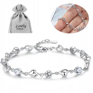 Bransoletki - BRANSOLETKA DAMSKA SERCE SERCA ŁAŃCUSZEK SREBRNA - miniaturka - grafika 1