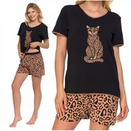 Piżamy damskie - PIŻAMA DAMSKA Pantera Bawełniana Krótki Rękaw Szorty w Panterkę MORAJ M - miniaturka - grafika 1