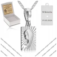 Biżuteria dla dzieci - SREBRNY ŁAŃCUSZEK + MEDALIK MATKA BOSKA FATIMSKA 925 PREZENT KOMUNIA GRAWER - miniaturka - grafika 1