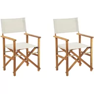 Fotele i krzesła ogrodowe - Shumee Zestaw 2 krzeseł ogrodowych akacjowych jasne drewno z białym CINE 288114 - miniaturka - grafika 1