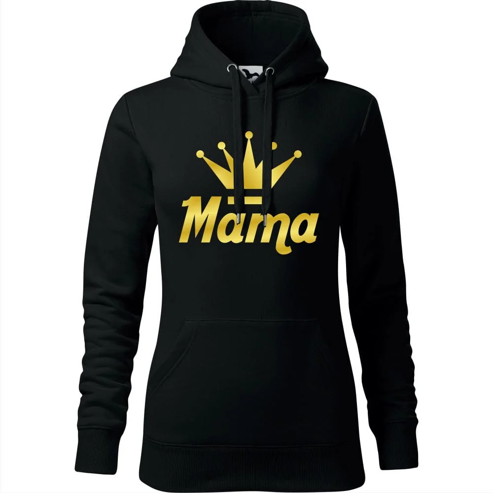 Damska Bluza Z Kapturem - Korona Mama Czarny L