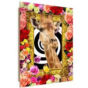 Obrazy i zdjęcia na płótnie - Obraz Deco Panel, Żyrafa i kolorowe róże (Rozmiar 40x60) - miniaturka - grafika 1