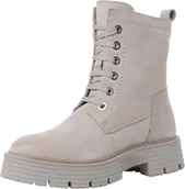 Botki damskie - MARCO TOZZI BEŻOWE BOTKI SKÓRZANE NA KLOCKU Z OZDOBNYM SZNUROWANIEM 38 JŁA - miniaturka - grafika 1