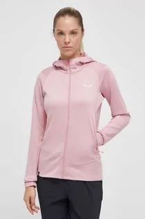 Bluzy damskie - Salewa bluza sportowa Puez Polarlite kolor różowy z kapturem gładka - grafika 1