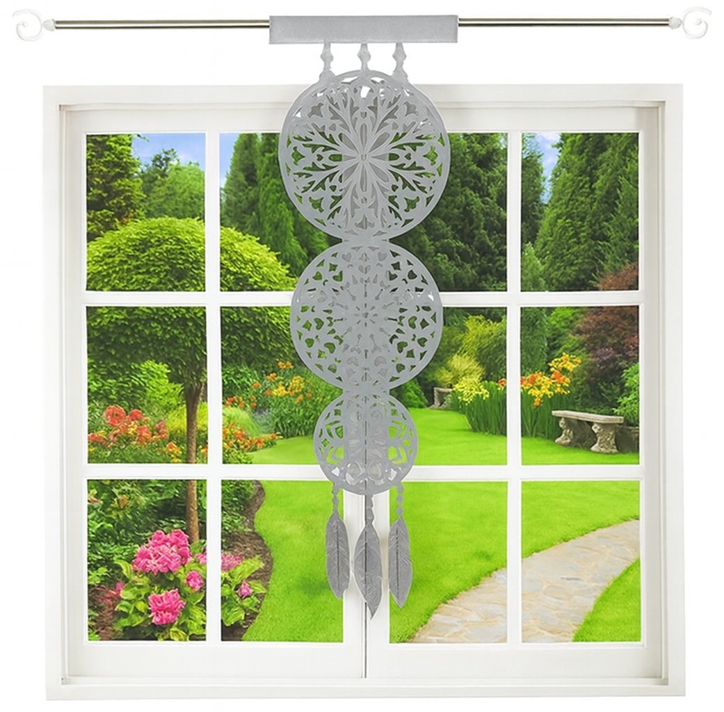 Panel ażurowy filcowy szary 40x130 dekoracja okna firana ŁAPACZ SNÓW boho