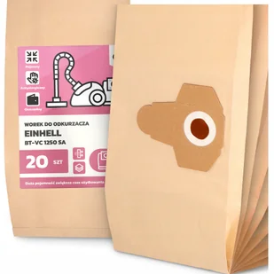 20x Worek do Odkurzacza Einhell Bt-vc 1250 Sa Papierowy Duży Mocny Worki 2A - Worki do odkurzaczy - miniaturka - grafika 1