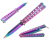 Noże - Nóż Motylek Tęczowy Nóż Motylkowy Rainbow Ostry Fade 22,5cm - miniaturka - grafika 1