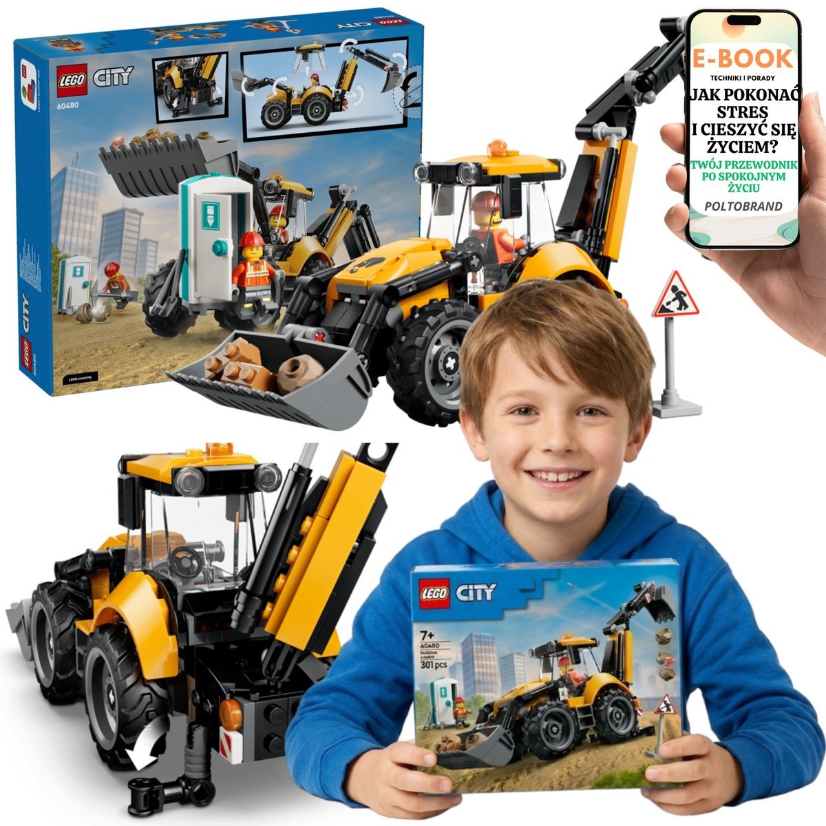 LEGO Koparko Ładowarka City Pojazd Budowlany (60480) + E-BOOK-1