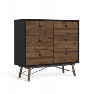 Komody - Komoda nowoczesna czarny mat orzech 6 Szuflad do salonu 102 cm 95 cm Ryan - miniaturka - grafika 1