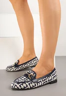 Mokasyny damskie - Granatowe Mokasyny z Ekozamszu z Ozdobną Metaliczną Aplikacją Nusarila - miniaturka - grafika 1