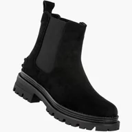 Botki damskie - Botki Damskie Wsuwane Buty Zimowe Trapery Ocieplane Trzewiki Czarne Czarny 39 - miniaturka - grafika 1