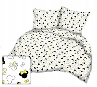 Pościel - pościel bawełna lux 180x200 + 2 poszewka B 255-7 miki kokardy żółto- białe - miniaturka - grafika 1