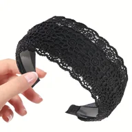 Ozdoby do włosów - TEMU 1 szt. Szeroka opaska z koronką, siateczka do włosów, modna spinka do włosów do maskowania siwych włosów, młodzieńcza linia włosów i opaski do - miniaturka - grafika 1