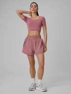 Spodenki damskie - 4F Spodenki treningowe szybkoschnące damskie - różowe XS - miniaturka - grafika 1