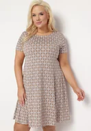 Sukienki - Brązowa Rozkloszowana Sukienka Mini z Elastycznej Wiskozy Annamarie - miniaturka - grafika 1