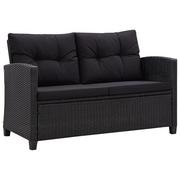 Sofy ogrodowe - vidaXL 2-osobowa sofa ogrodowa z poduszkami, czarna, 124 cm, rattan PE - miniaturka - grafika 1