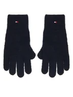 Rękawiczki - Tommy Hilfiger Rękawiczki Damskie Flag Fluffy AW0AW17797 Granatowy - miniaturka - grafika 1