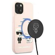 Etui i futerały do telefonów - Karl Lagerfeld nakładka do IPhone 13 KLHMP13MSSKCI różowa hard case Silicone Karl & Choupette Magsafe - miniaturka - grafika 1