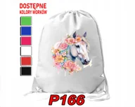 Torby szkolne - WOREK SZKOLNY NA WF BUTY SPORTOWY DLA DZIECKA KONIE KONIKI + IMIĘ - miniaturka - grafika 1