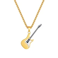Naszyjniki męskie - Gitara Wisiorek męski Naszyjnik ze stali tium Złoto - miniaturka - grafika 1