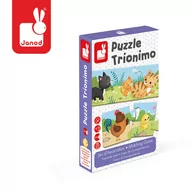 Puzzle - Janod Trzyczęściowe puzzle Zwierzęta i ich dzieci, 30 elementów - miniaturka - grafika 1