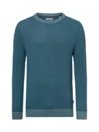 Swetry męskie - Jack & Jones Męski sweter z dzianiny - JJEGlobe Mężczyźni Bawełna niebieski jednolity, S - miniaturka - grafika 1