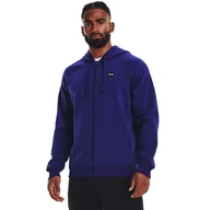 Bluzy sportowe męskie - Męska bluza dresowa rozpinana z kapturem UNDER ARMOUR UA Rival Fleece FZ Hoodie - granatowa - miniaturka - grafika 1