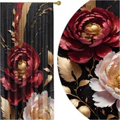 Zasłony - GOTOWE ZASŁONY NA ŻABKI TAŚMIE 140X250 ZASŁONA KWIATY 261 SKRÓCENIE W CENIE - miniaturka - grafika 1