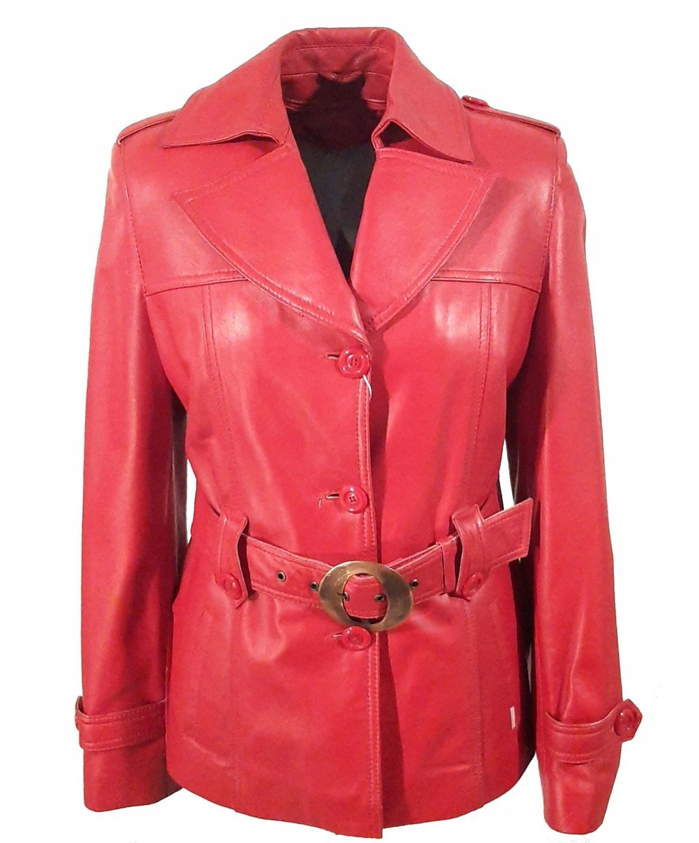 Kurtka damska skórzana czerwona rozmiar 40
