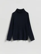 Swetry damskie - Reserved - Golf w prążek - granatowy - miniaturka - grafika 1